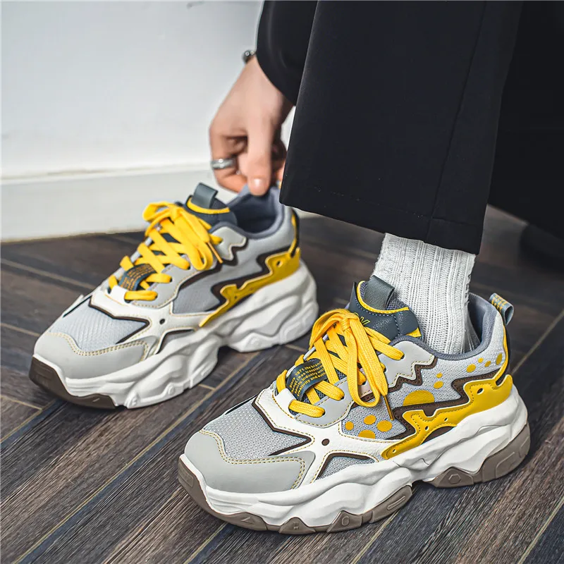 OUGLEMEN Slip Resistant And Abrasion Resistant Coverage Low Top Chunky Sneakers Men's Box-13