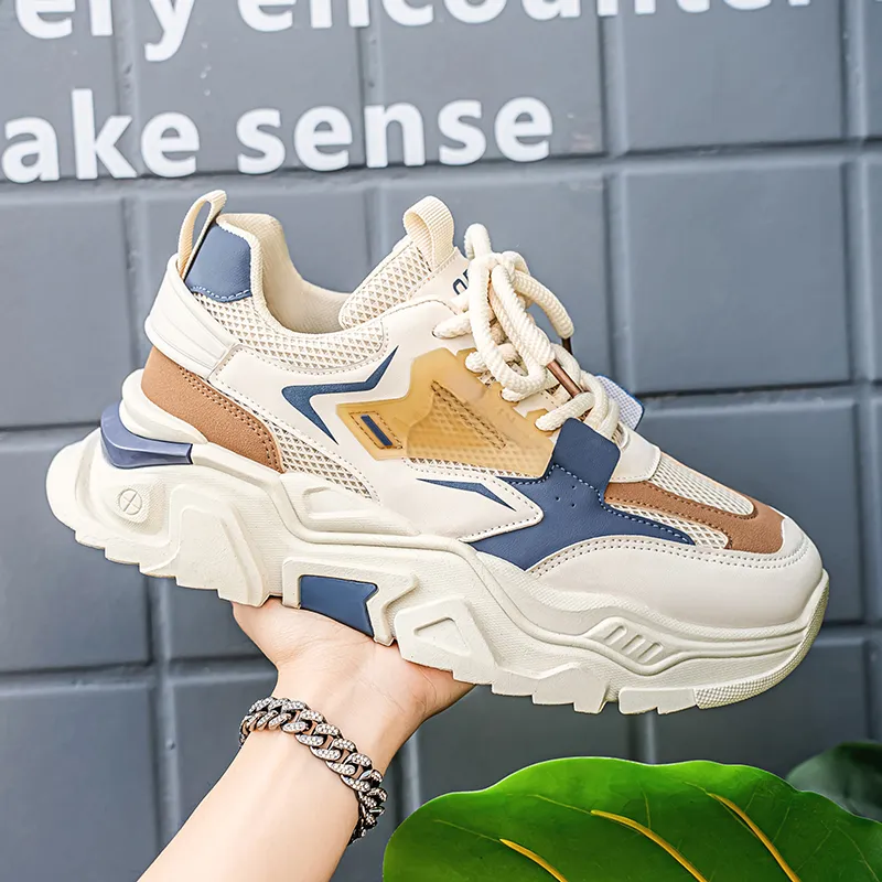 OUGLEMEN Slip Resistant, Abrasion Resistant, Coverage Height Increasing Low Top Chunky Sneakers Men's-14