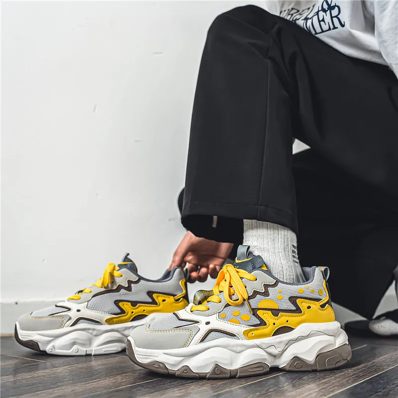 OUGLEMEN Slip Resistant And Abrasion Resistant Coverage Low Top Chunky Sneakers Men's Box-12