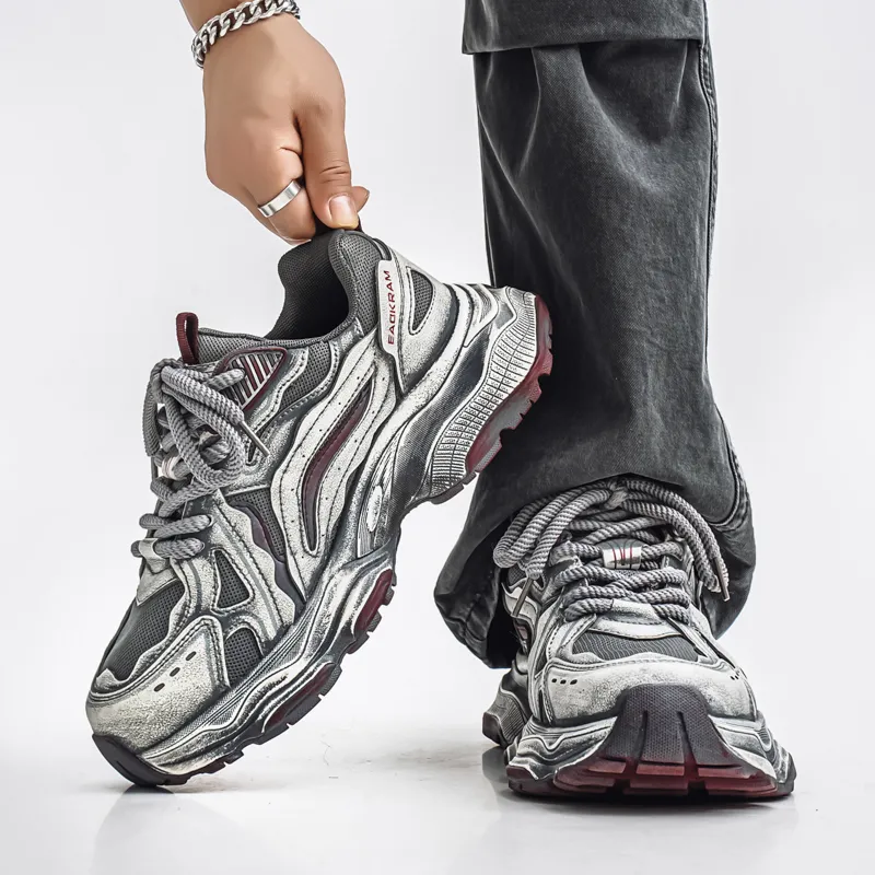 OUGLEMEN Abrasion Resistant Coverage Balance Lightweight Height Increasing Low Top Chunky Sneakers Men's Box-4