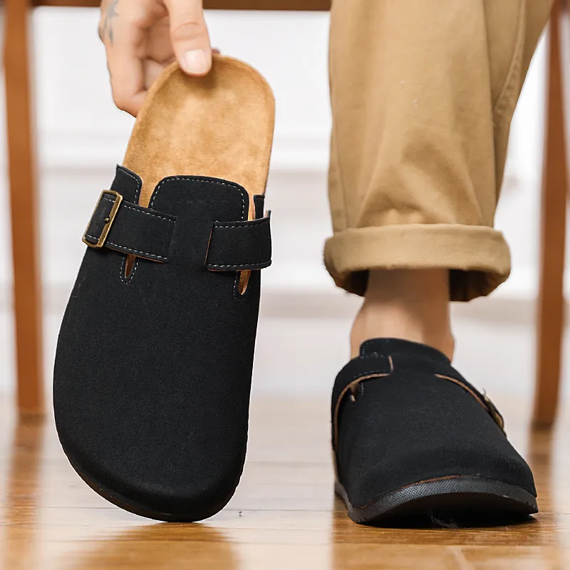 OUGLEMEN Cork Sole Slip Resistant Quiet Closed Toe Slippers Unisex Box Included-14