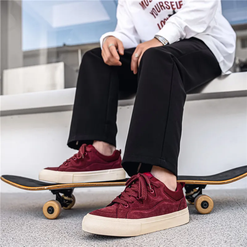 OUGLEMEN Non slip Lightweight Low Top Skateboard Shoes Men's-4