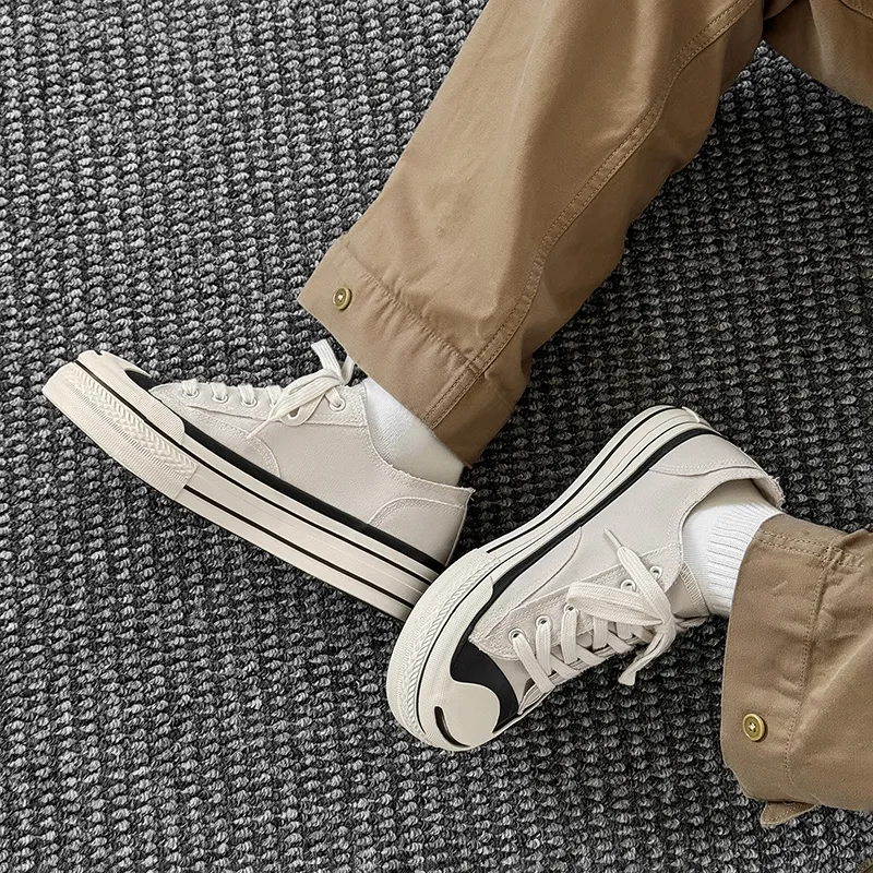 OUGLEMEN Coverage Abrasion Resistant Lightweight Slip Resistant Low Top Canvas Shoes Unisex Box-7