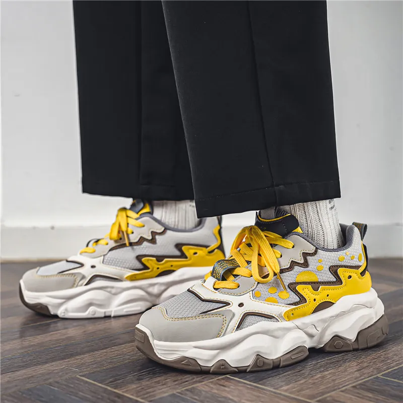 OUGLEMEN Slip Resistant And Abrasion Resistant Coverage Low Top Chunky Sneakers Men's Box-14