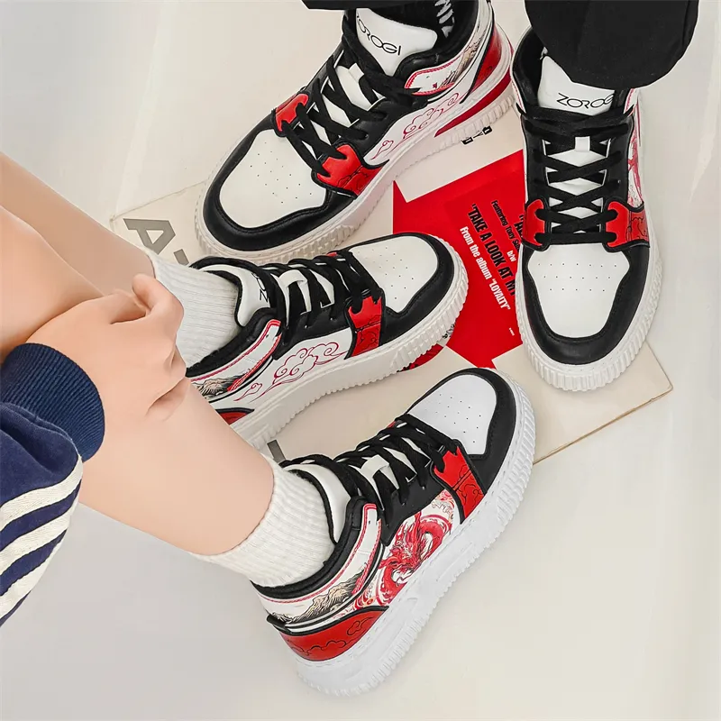 OUGLEMEN Box Coverage Lightweight Slip Resistant Mid Top Skateboard Shoes Unisex-4