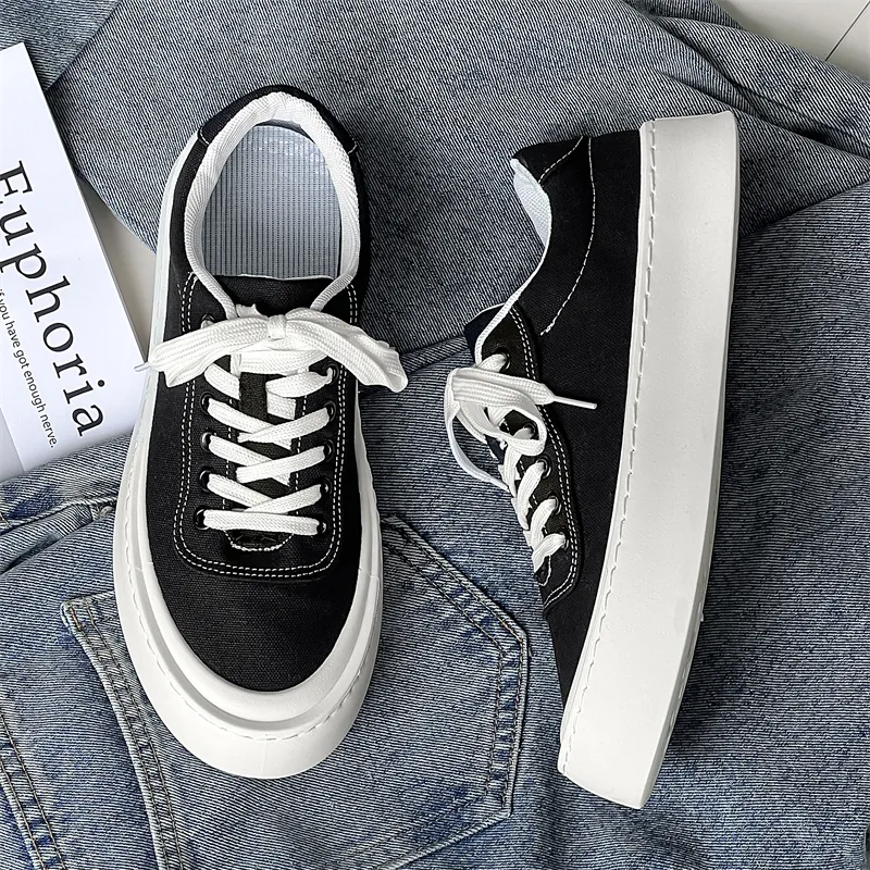 OUGLEMEN Low Top Canvas Shoes Men's Box Included-4