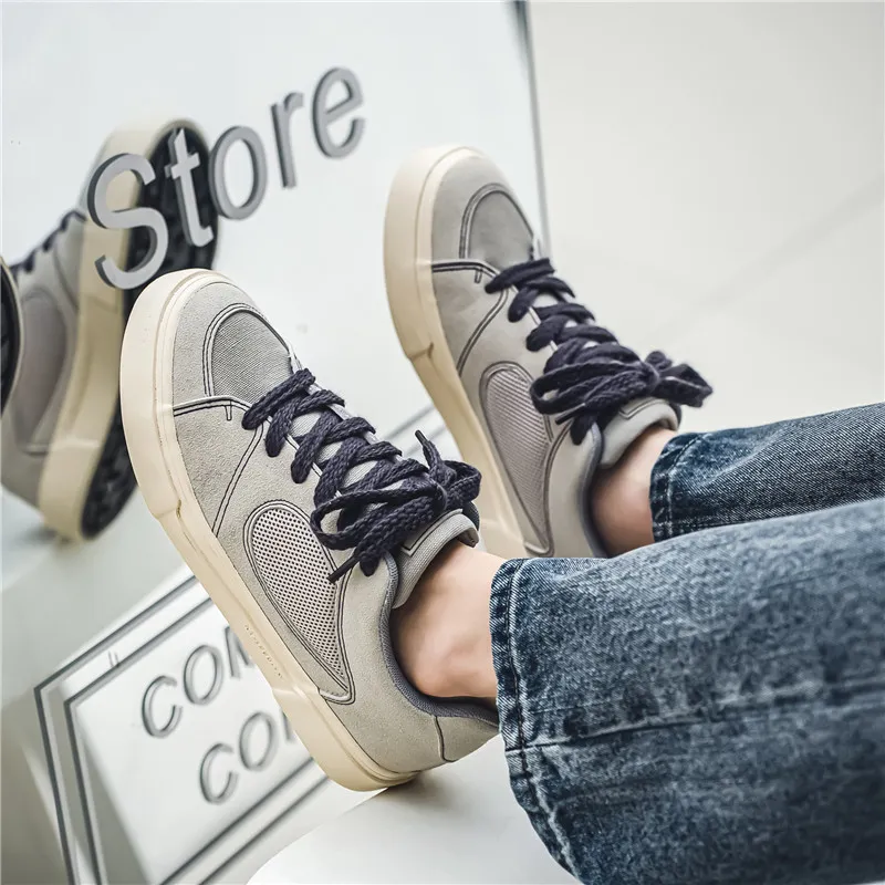 OUGLEMEN Wear-resistant Lightweight Breathable And Non-slip. Low-Top Skateboard Shoes Men's-4