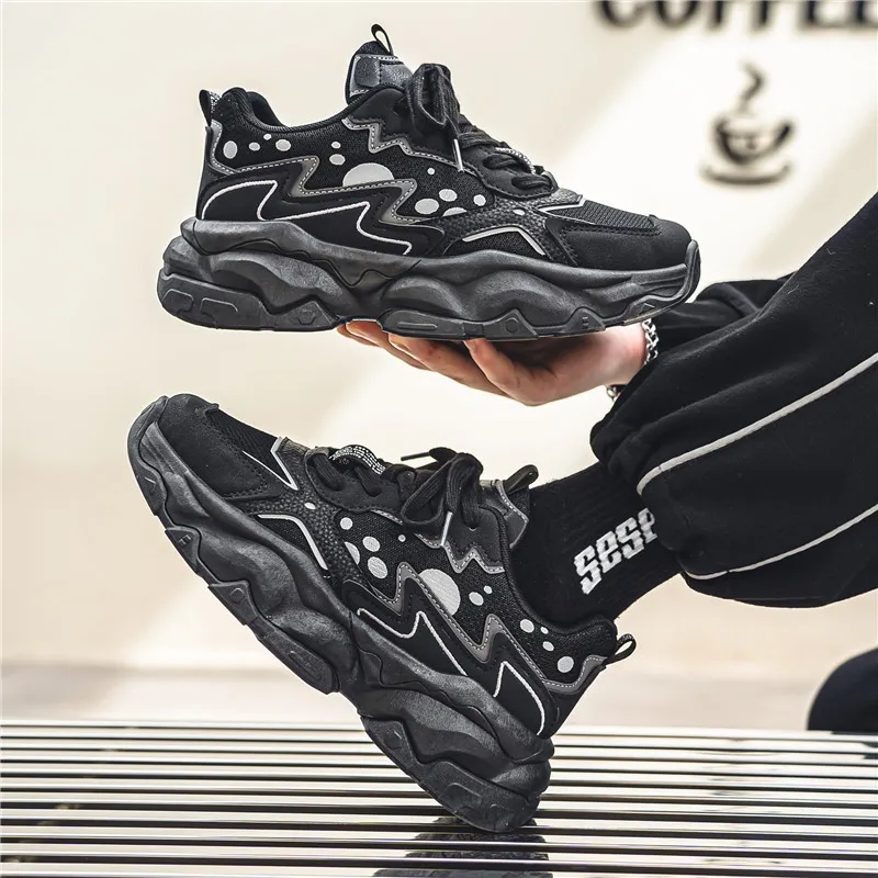 OUGLEMEN Slip Resistant And Abrasion Resistant Coverage Low Top Chunky Sneakers Men's Box-9