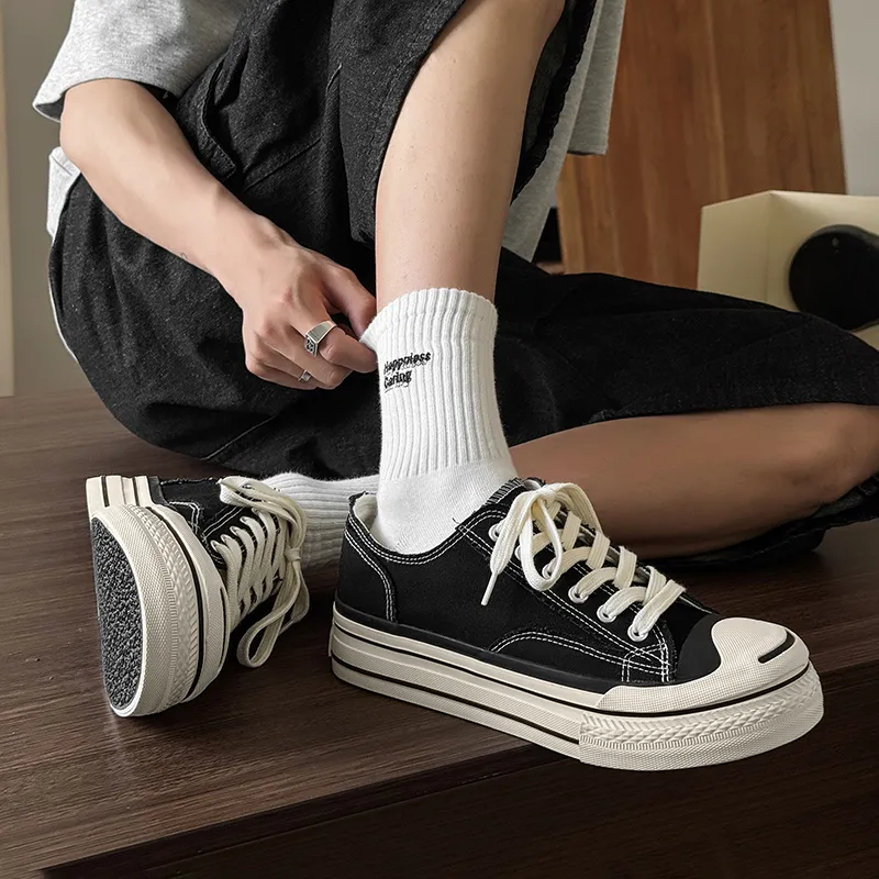 OUGLEMEN Coverage Abrasion Resistant Lightweight Slip Resistant Low Top Canvas Shoes Unisex Box-4