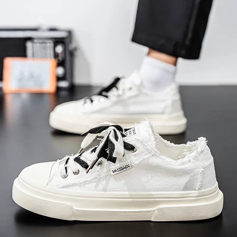OUGLEMEN Wrapping, Wear Resistant And Non Slip Low Top Canvas Shoes Men's Box-9