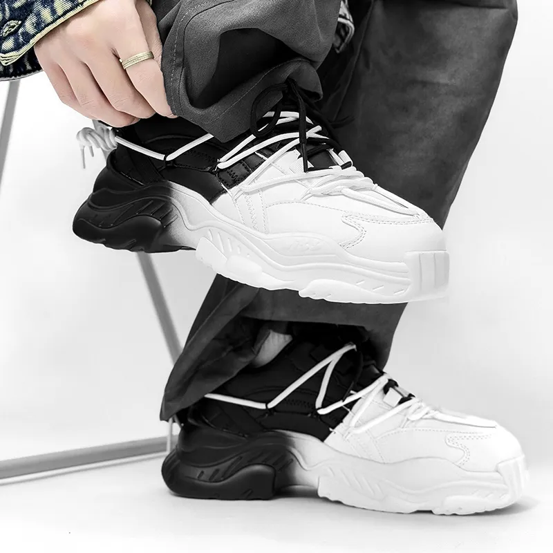 OUGLEMEN Wear Resistant Height Increasing Low Top Chunky Sneakers Unisex-4