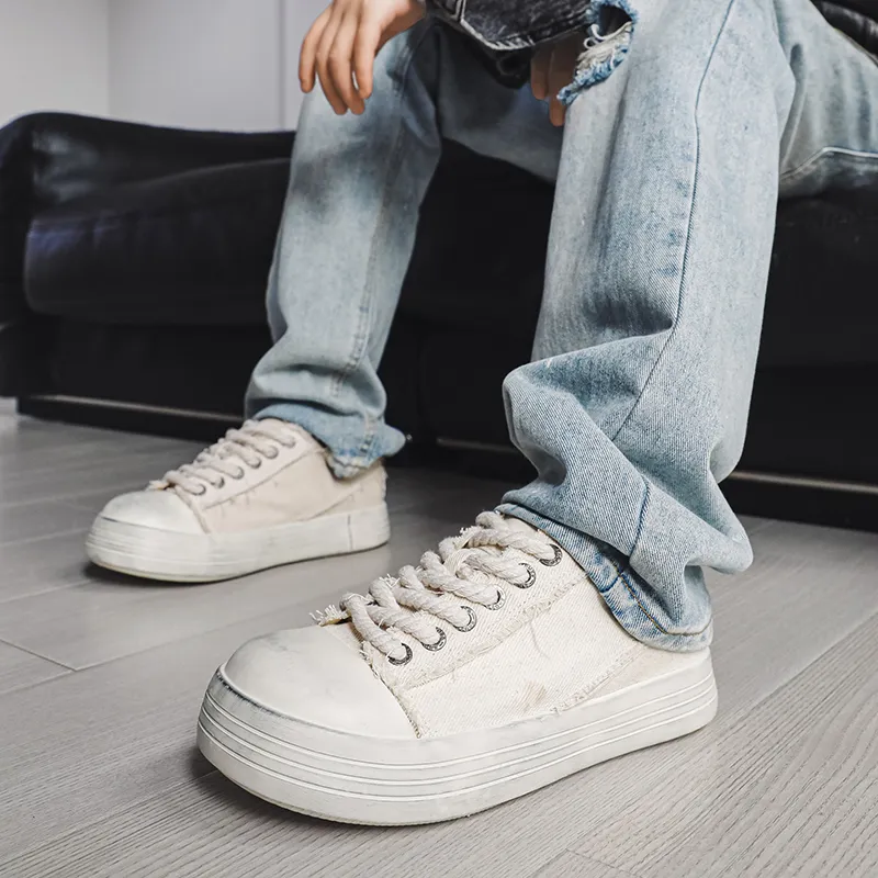 OUGLEMEN Cushioning, Impact Resistant, Abrasion Resistant, Slip Resistant Low Top Canvas Shoes Unisex-13