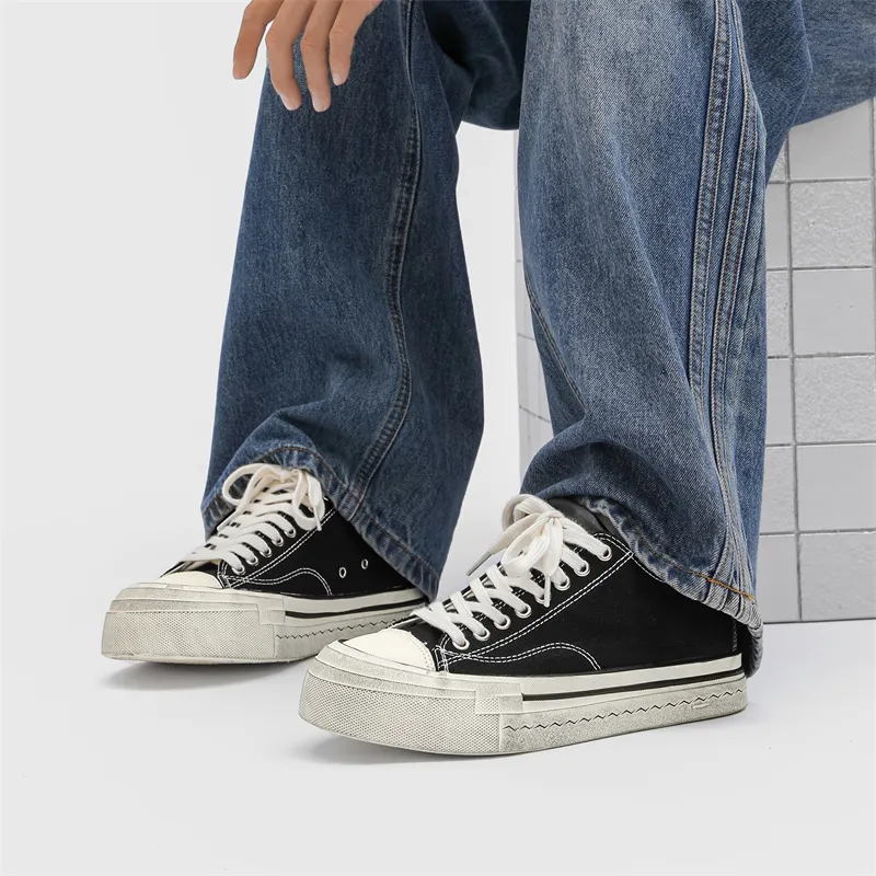 OUGLEMEN Lightweight Height Increasing Low Top Canvas Shoes Men's Gift Box Set-20
