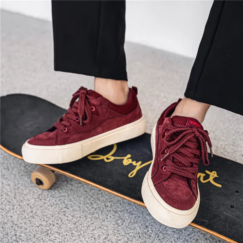 OUGLEMEN Non slip Lightweight Low Top Skateboard Shoes Men's-3