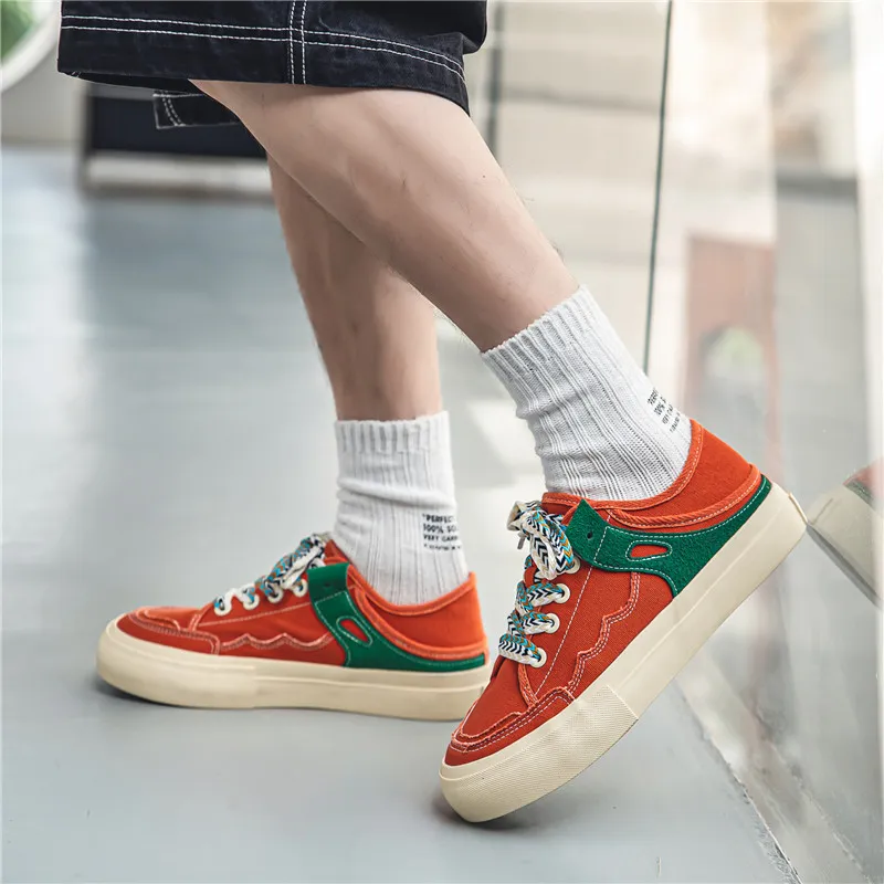 OUGLEMEN Slip Resistant And Abrasion Resistant Coverage Low Top Canvas Shoes Men's Box-13