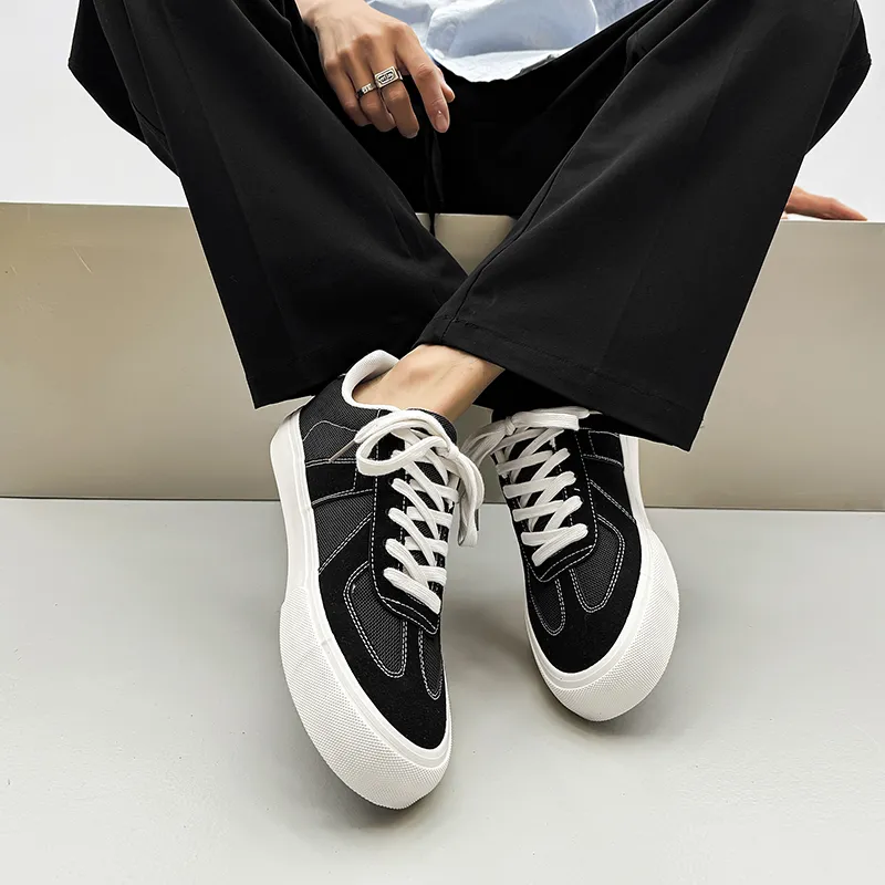 OUGLEMEN Coverage Slip Resistant Height Increasing Lightweight Low Top Skateboard Shoes Men's-2
