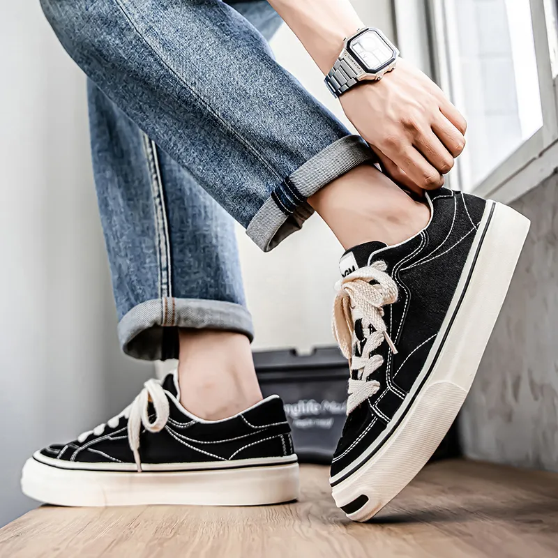 OUGLEMEN Non slip Lightweight Low Top Canvas Shoes Men's-4