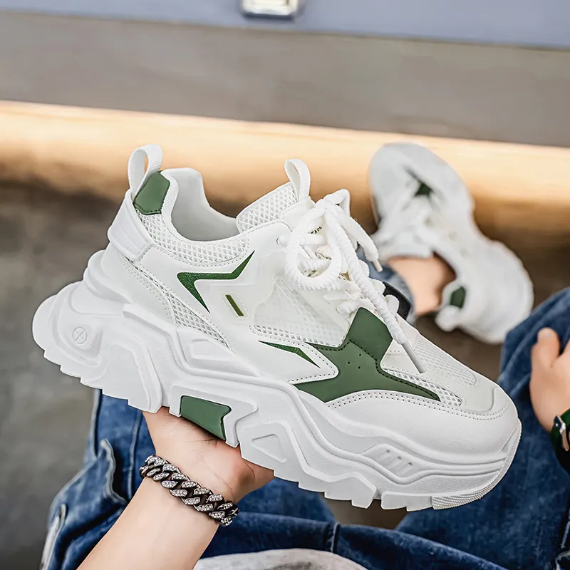 OUGLEMEN Slip Resistant, Abrasion Resistant, Coverage Height Increasing Low Top Chunky Sneakers Men's-4
