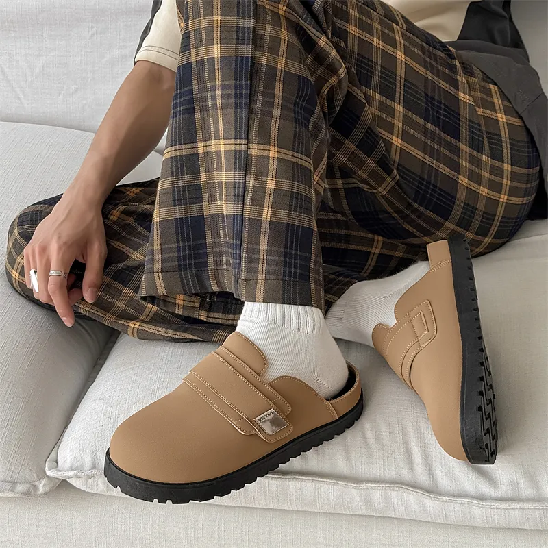 OUGLEMEN Quiet, Odor Resistant, Slip Resistant, Antibacterial Closed Toe Slippers Men's Box Included-13