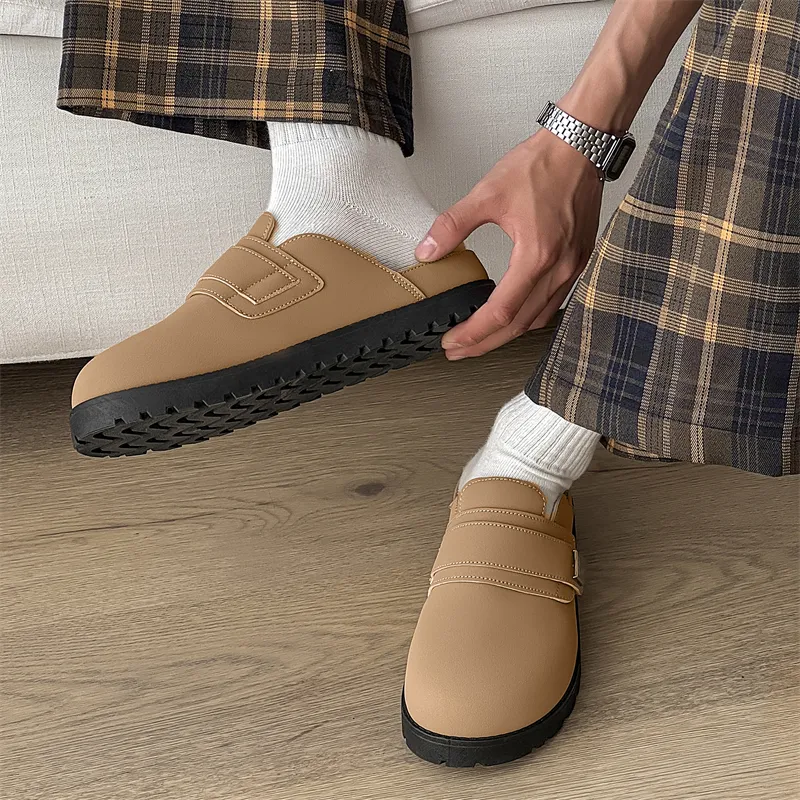 OUGLEMEN Quiet, Odor Resistant, Slip Resistant, Antibacterial Closed Toe Slippers Men's Box Included-14