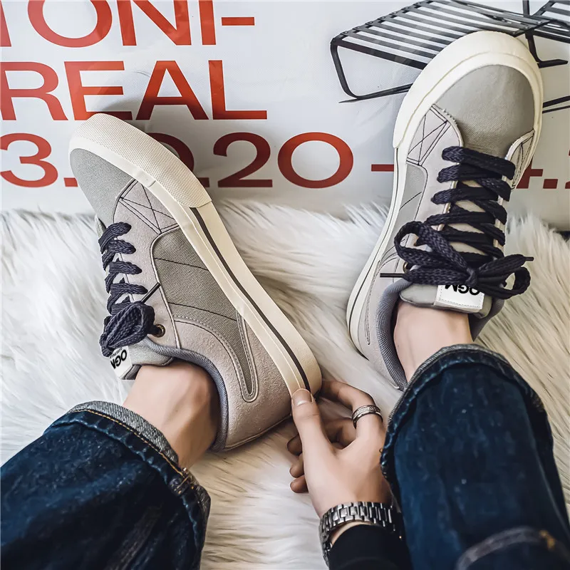 OUGLEMEN Wear resistant, Lightweight, Breathable, And Non slip. Low Top Canvas Shoes Men's Box Included-4