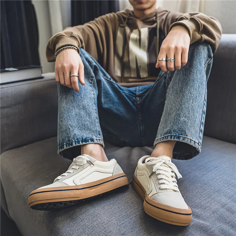 OUGLEMEN Coverage Abrasion Resistant Lightweight Breathable Slip Resistant Low Top Skateboard Shoes Men's Box-13