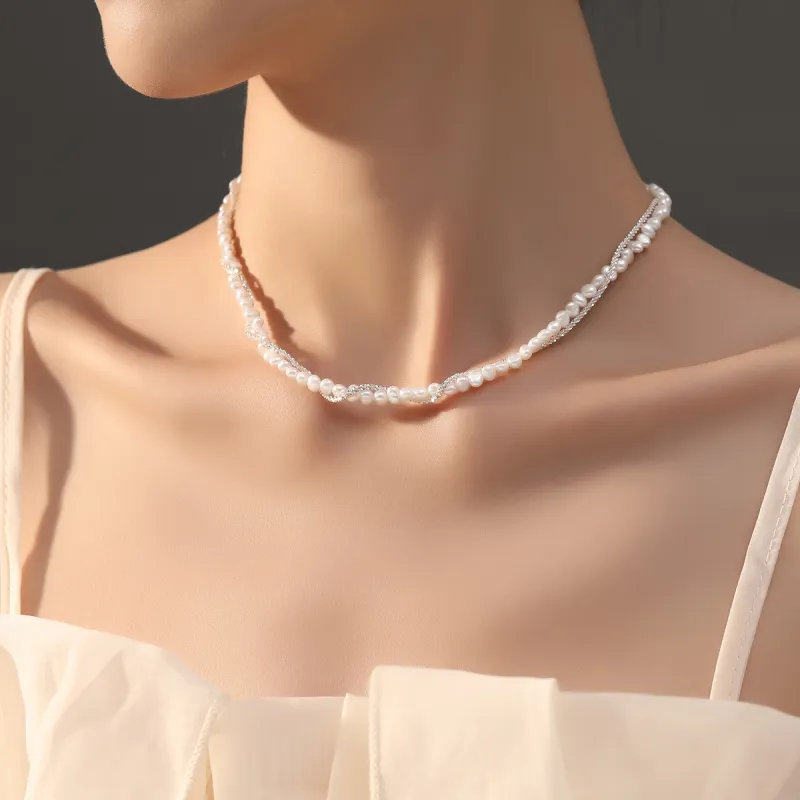ADHORA S925 Silver Pearl Necklaces Women's-3