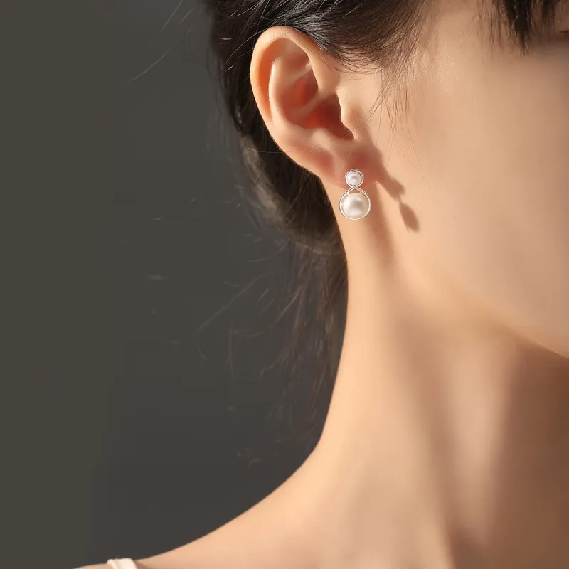ADHORA 990 Fine Silver Pearl Earrings Women's-2