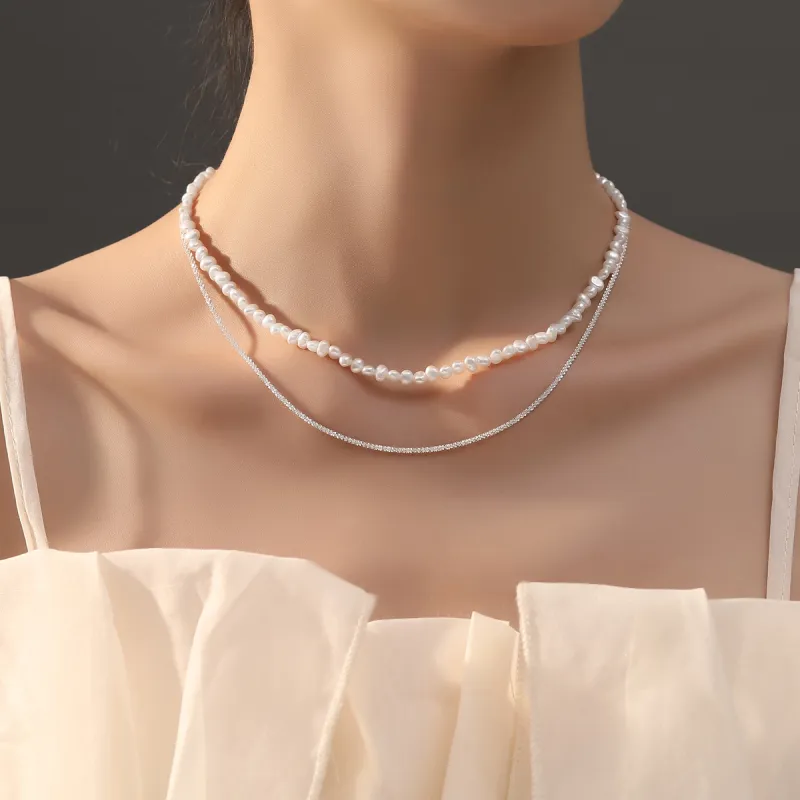 ADHORA S925 Silver Pearl Necklaces Women's-2