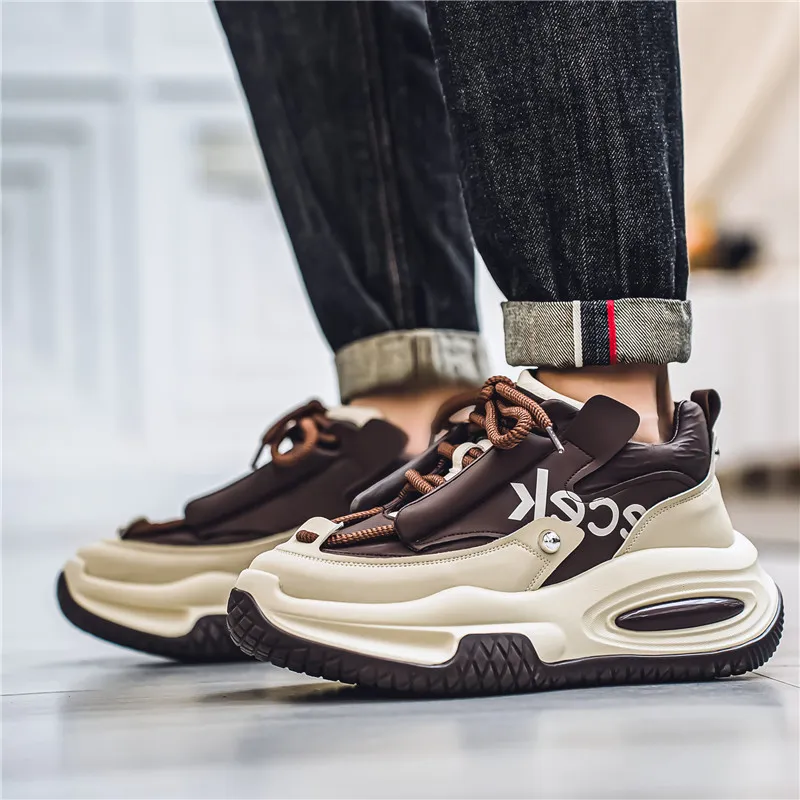 YIVELOVE Anti Slip And Wear Resistant Height Increasing Low Top Chunky Sneakers Men's-17