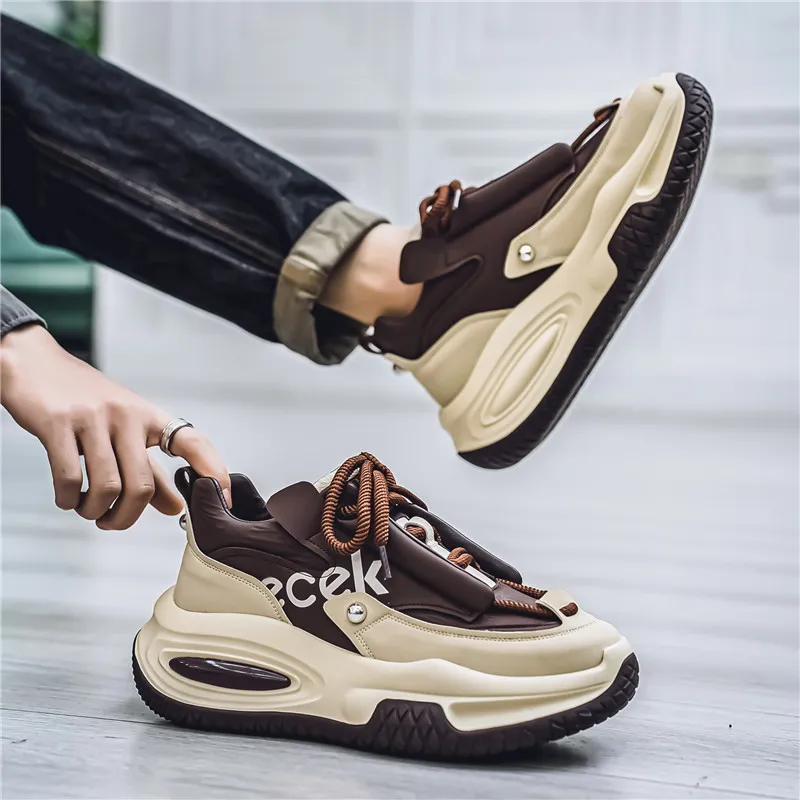 YIVELOVE Anti Slip And Wear Resistant Height Increasing Low Top Chunky Sneakers Men's-16