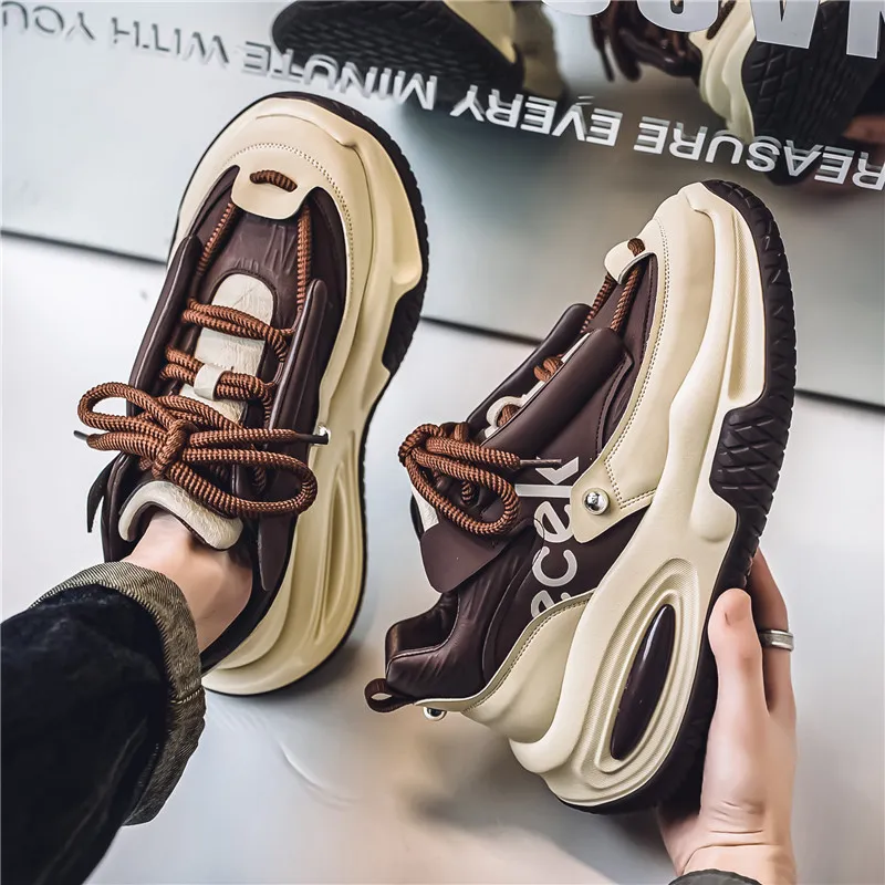 YIVELOVE Anti Slip And Wear Resistant Height Increasing Low Top Chunky Sneakers Men's-15