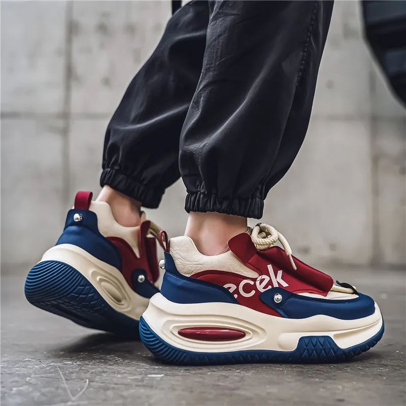 YIVELOVE Anti Slip And Wear Resistant Height Increasing Low Top Chunky Sneakers Men's-5