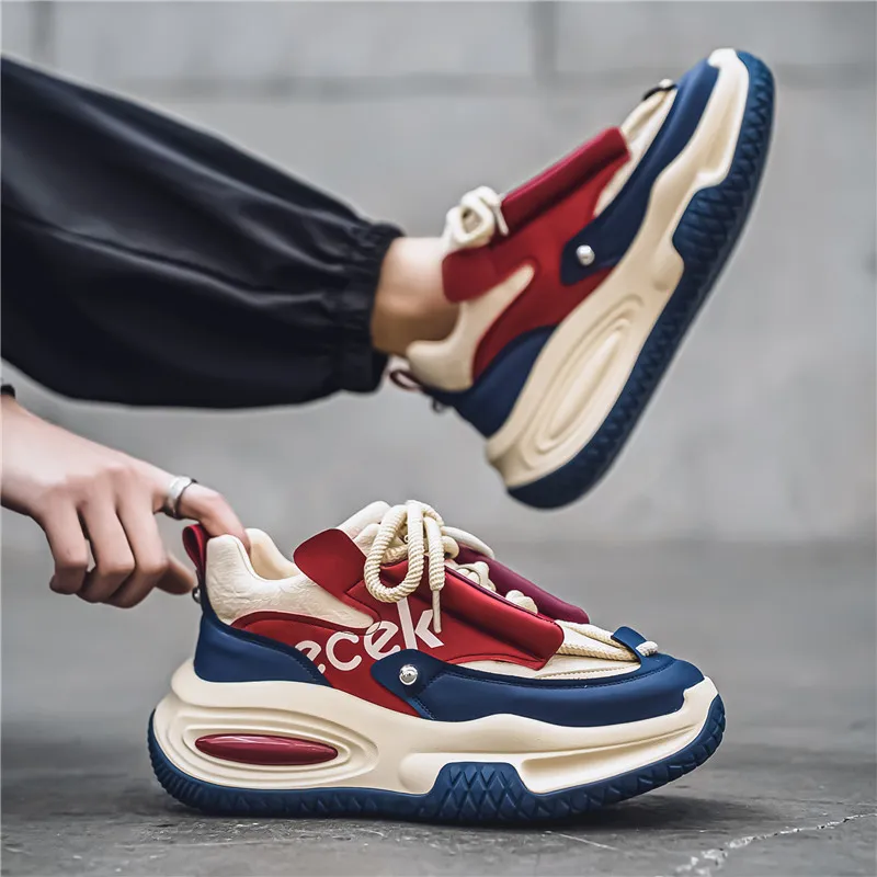 YIVELOVE Anti Slip And Wear Resistant Height Increasing Low Top Chunky Sneakers Men's-4