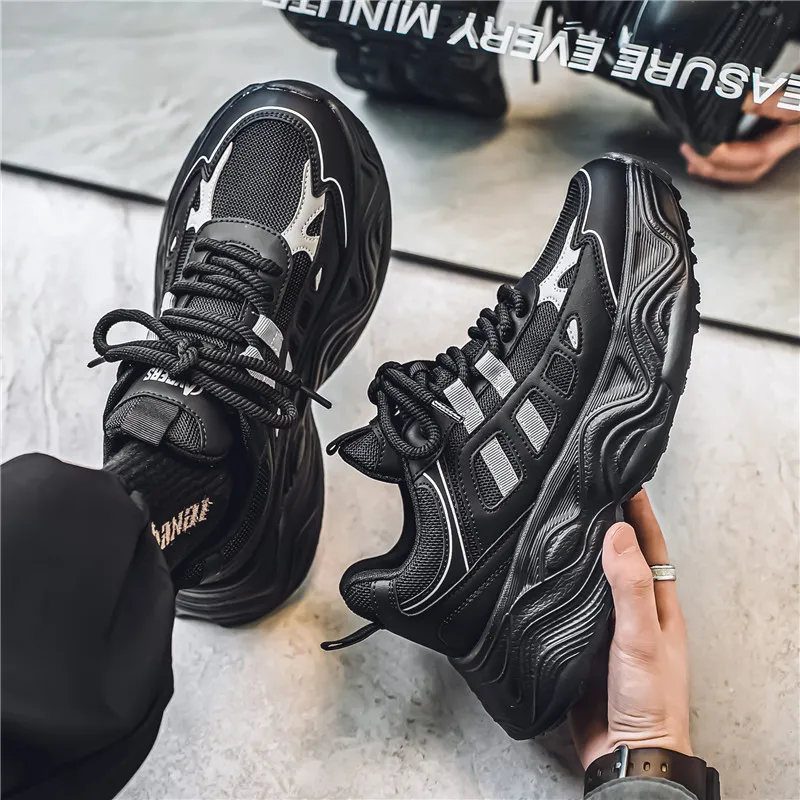 YIVELOVE Wear Resistant Lightweight Height Increasing Low Top Chunky Sneakers Men's-9