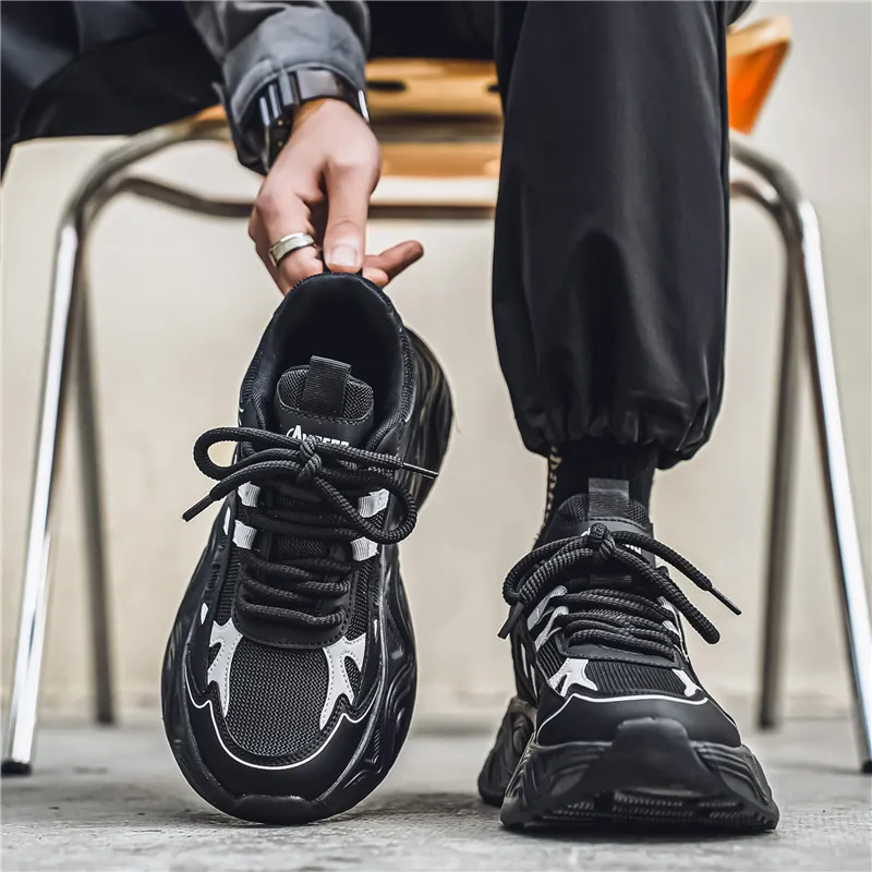 YIVELOVE Wear Resistant Lightweight Height Increasing Low Top Chunky Sneakers Men's-11