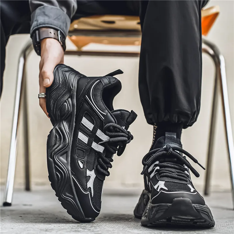 YIVELOVE Wear Resistant Lightweight Height Increasing Low Top Chunky Sneakers Men's-12