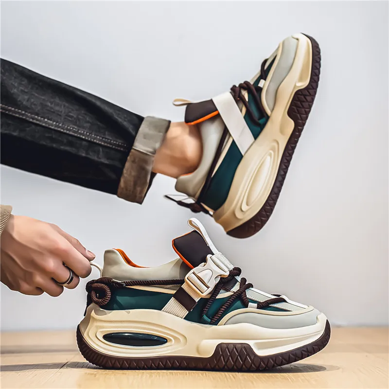 YIVELOVE Anti Slip And Wear Resistant Height Increasing Low Top Chunky Sneakers Men's-14