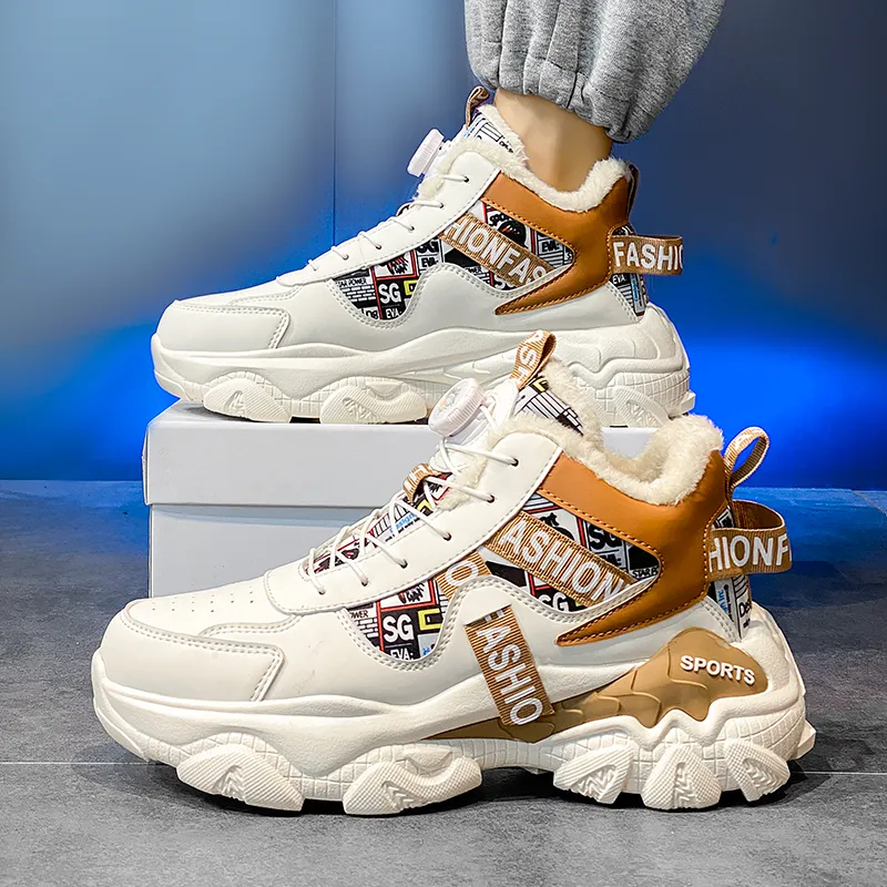 YIVELOVE Wear-Resistant Height Increasing Warm High-Top Chunky Sneakers Men's-29