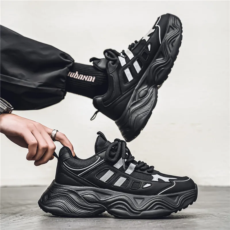 YIVELOVE Wear Resistant Lightweight Height Increasing Low Top Chunky Sneakers Men's-10