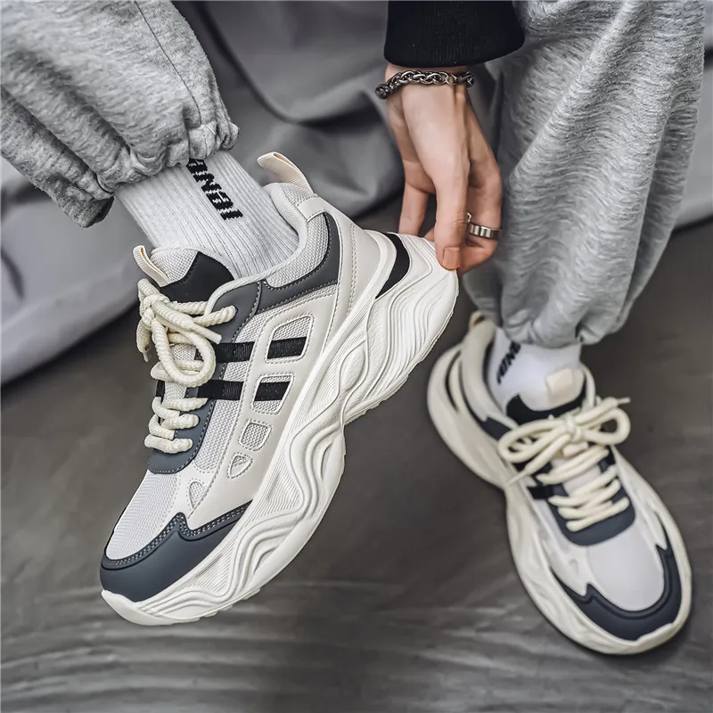 YIVELOVE Wear Resistant Lightweight Height Increasing Low Top Chunky Sneakers Men's-6