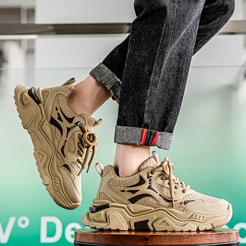 YIVELOVE Slip Resistant, Abrasion Resistant, Breathable Low Top Chunky Sneakers Men's-20