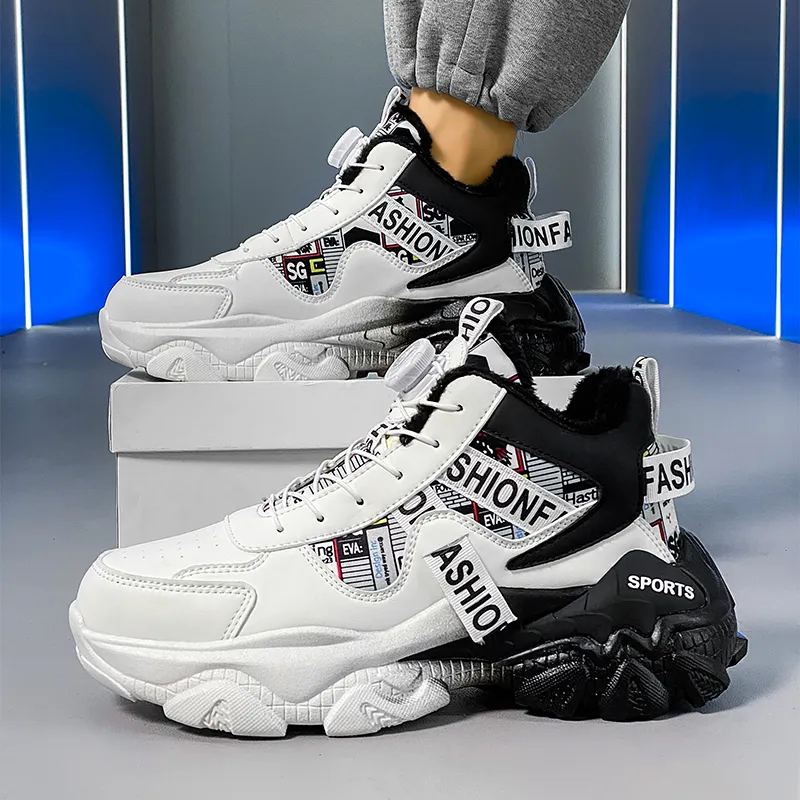YIVELOVE Wear-Resistant Height Increasing Warm High-Top Chunky Sneakers Men's-23