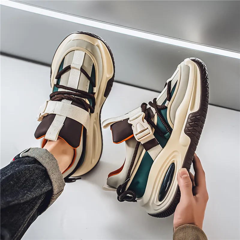 YIVELOVE Anti Slip And Wear Resistant Height Increasing Low Top Chunky Sneakers Men's-13