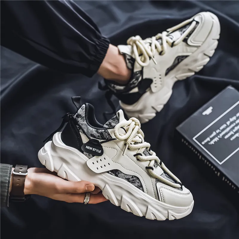 YIVELOVE Anti-Slip And Wear-Resistant Height Increasing Low-Top Chunky Sneakers Men's-2