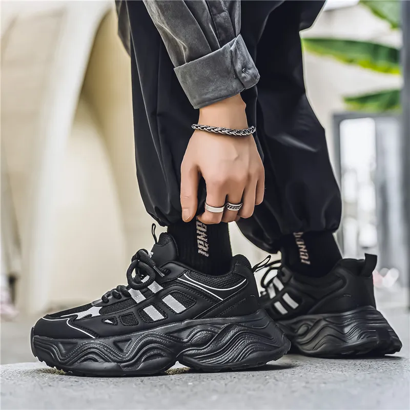 YIVELOVE Wear Resistant Lightweight Height Increasing Low Top Chunky Sneakers Men's-13