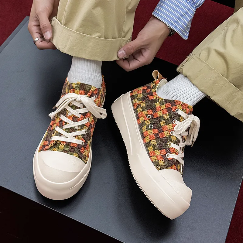 YIVELOVE Slip Resistant, Breathable, Height Increasing Low Top Canvas Shoes Men's-22