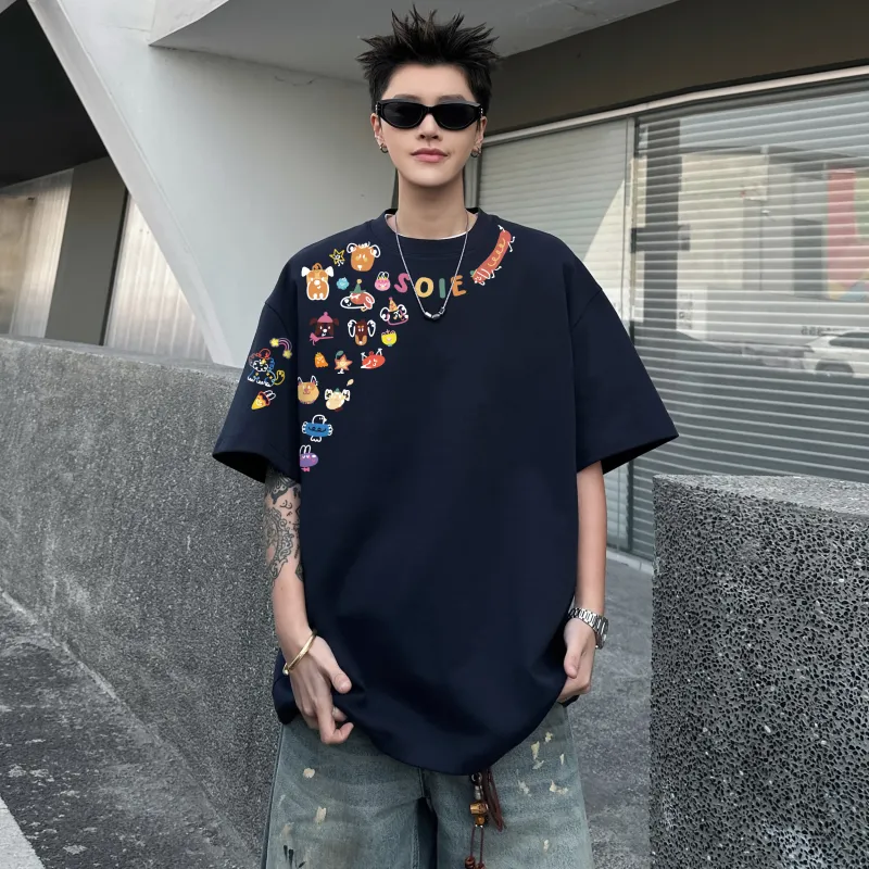 SOIE T-Shirts Unisex Navy Blue-3