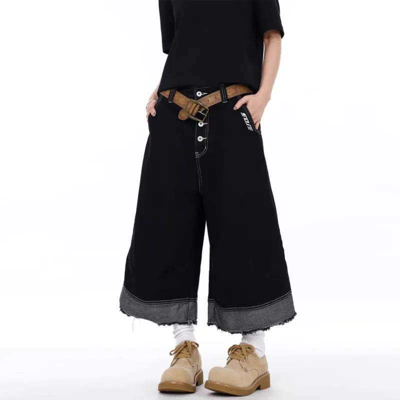 SOIE Denim Shorts Unisex Black-3