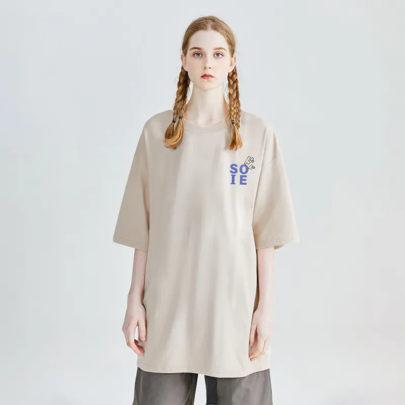 SOIE T-Shirts Unisex Light Beige Apricot-3